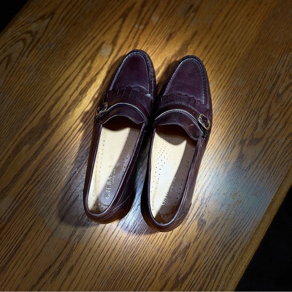 GH Bass & CO Brown/Burgundy Loafers Tassel Buckle Strap 10M All Leather - Picture 3 of 11